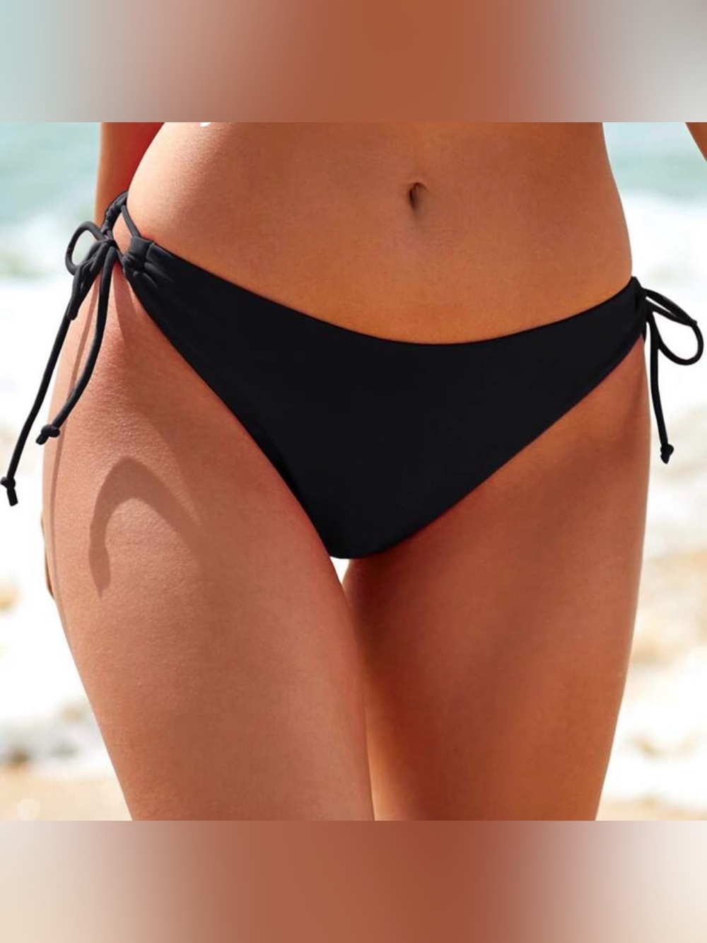 Black Summer Beach Tie Side Bikini Bottom